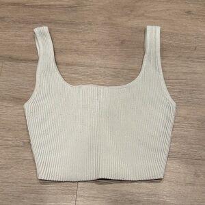 Aritzia Babaton White Ribbed Tank
